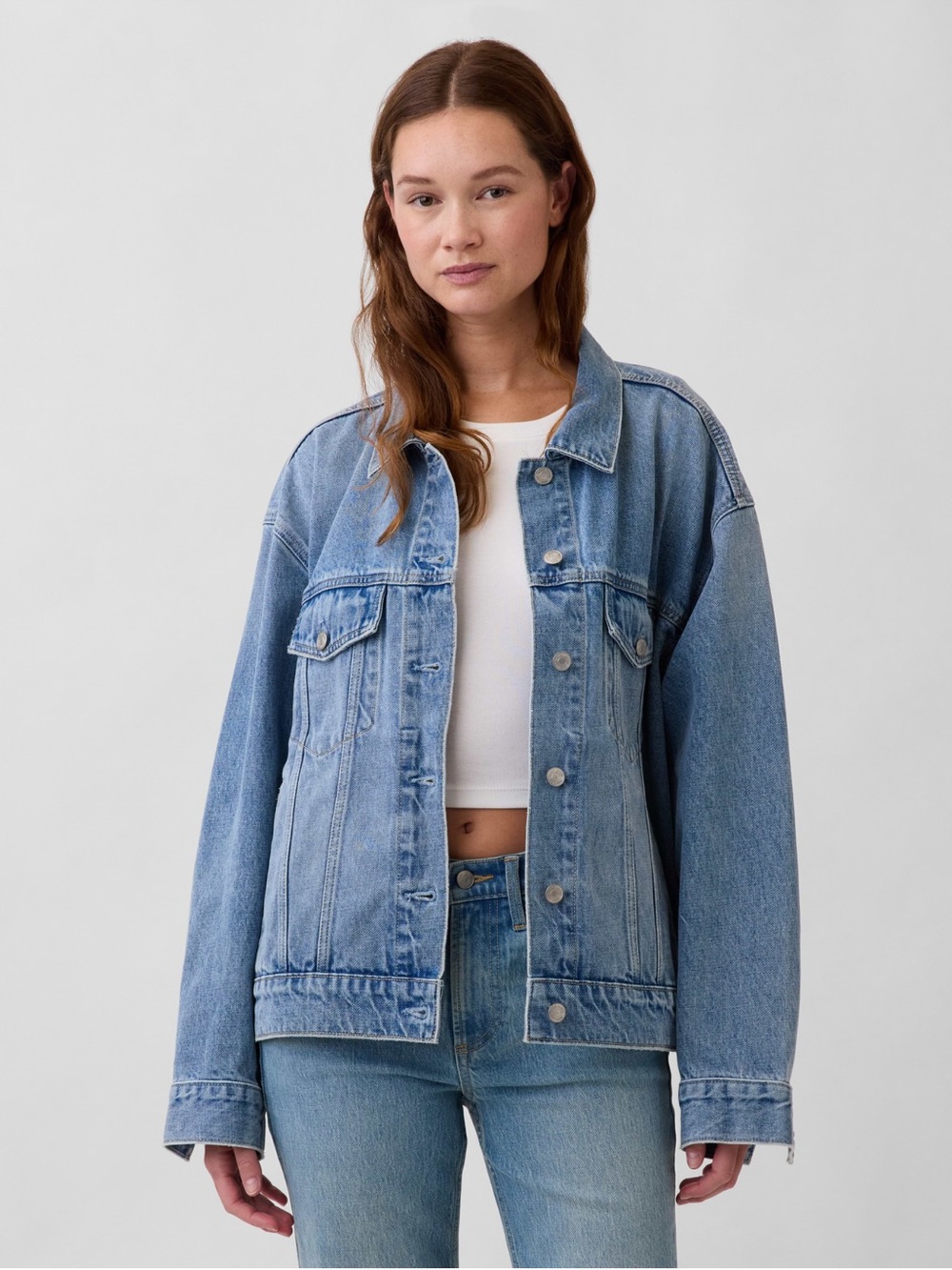 GAP Light Blue Oversized Denim Jacket - Women